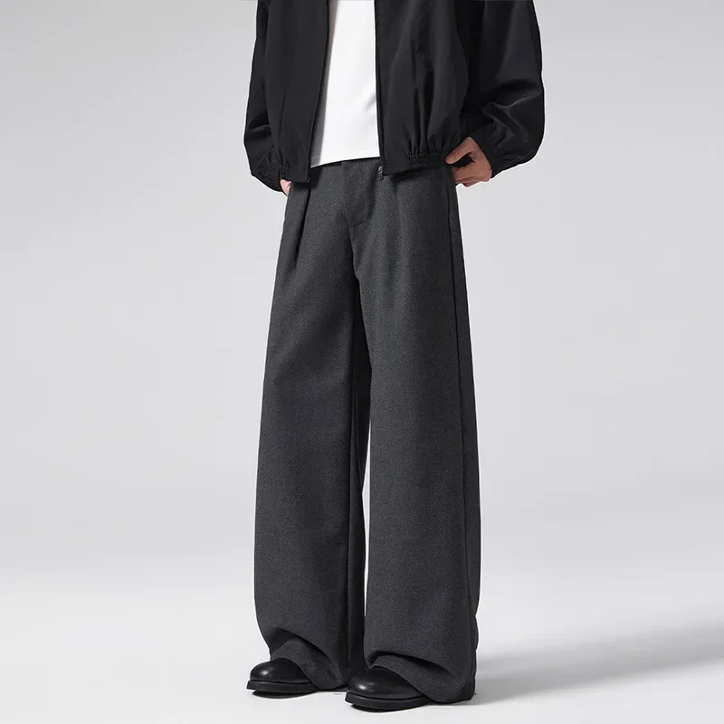 2026 Autumn Winter New Fashion Men's Casual Business Trendy Simple Basic Loose Daily A-lien Pleated Trousers Male Clothes Pants