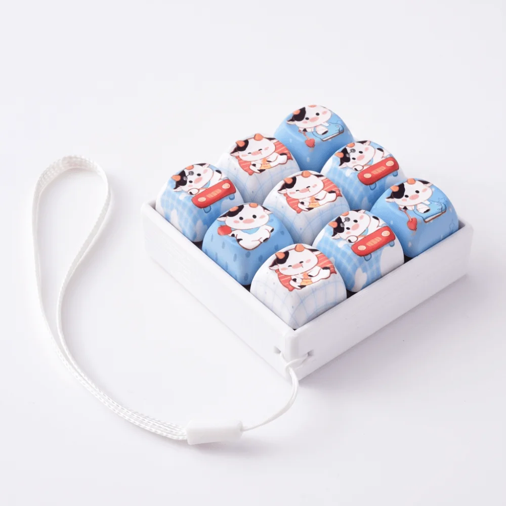 9-Key 9-Key Keyboard Pendant Creative Cute Keyboard Clicker Keyring Cartoon Animals Finger Press Keycap Keychain Bag Decoration
