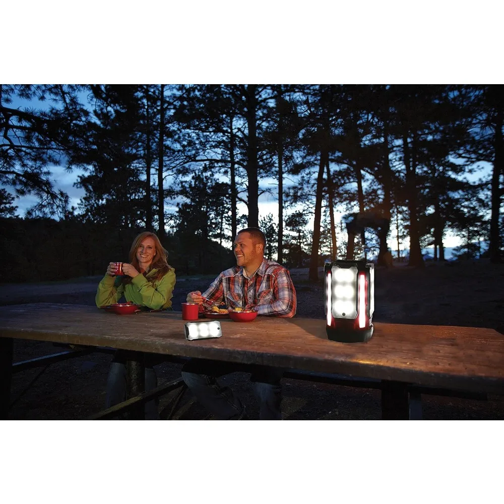 Multi-Panel Rechargeable LED Lantern, Water-Resistant Lantern with Removable Magnetic Light Panels, Built-In Flashlight,
