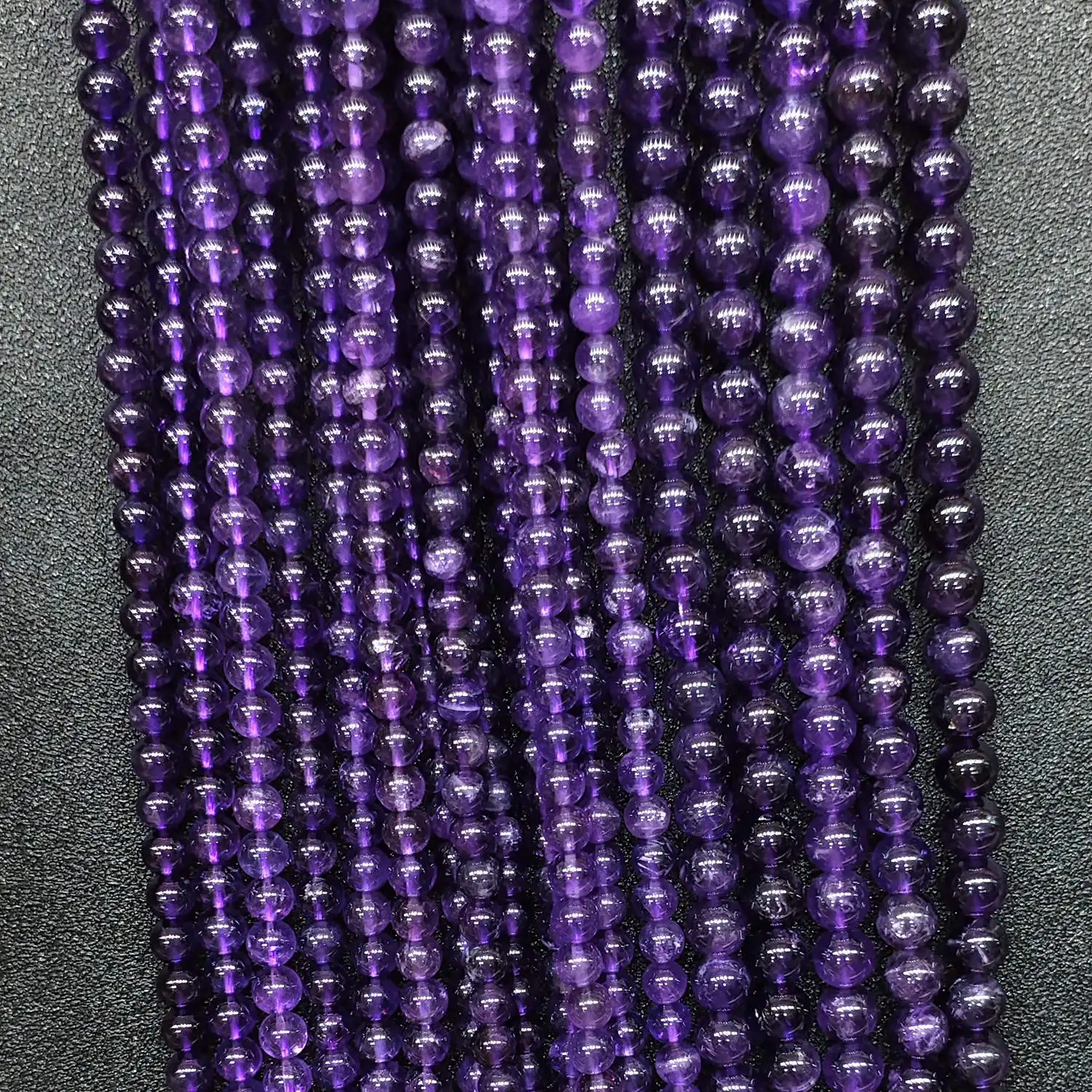 Grade B Purple Amethyst Loose Beads 4mm-12mm Polished Spherical Gemstone Strand for Jewelry Designers DIY Crafting Supply