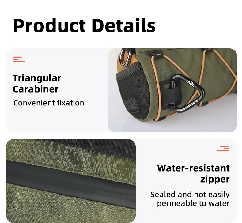 Ulac Fahrrad-Lenkertasche 1,7L Große Kapazität Verschleißfeste Fahrradtasche Mountainbike-Rennrad-Vordertasche Multifunktional – Detail 8