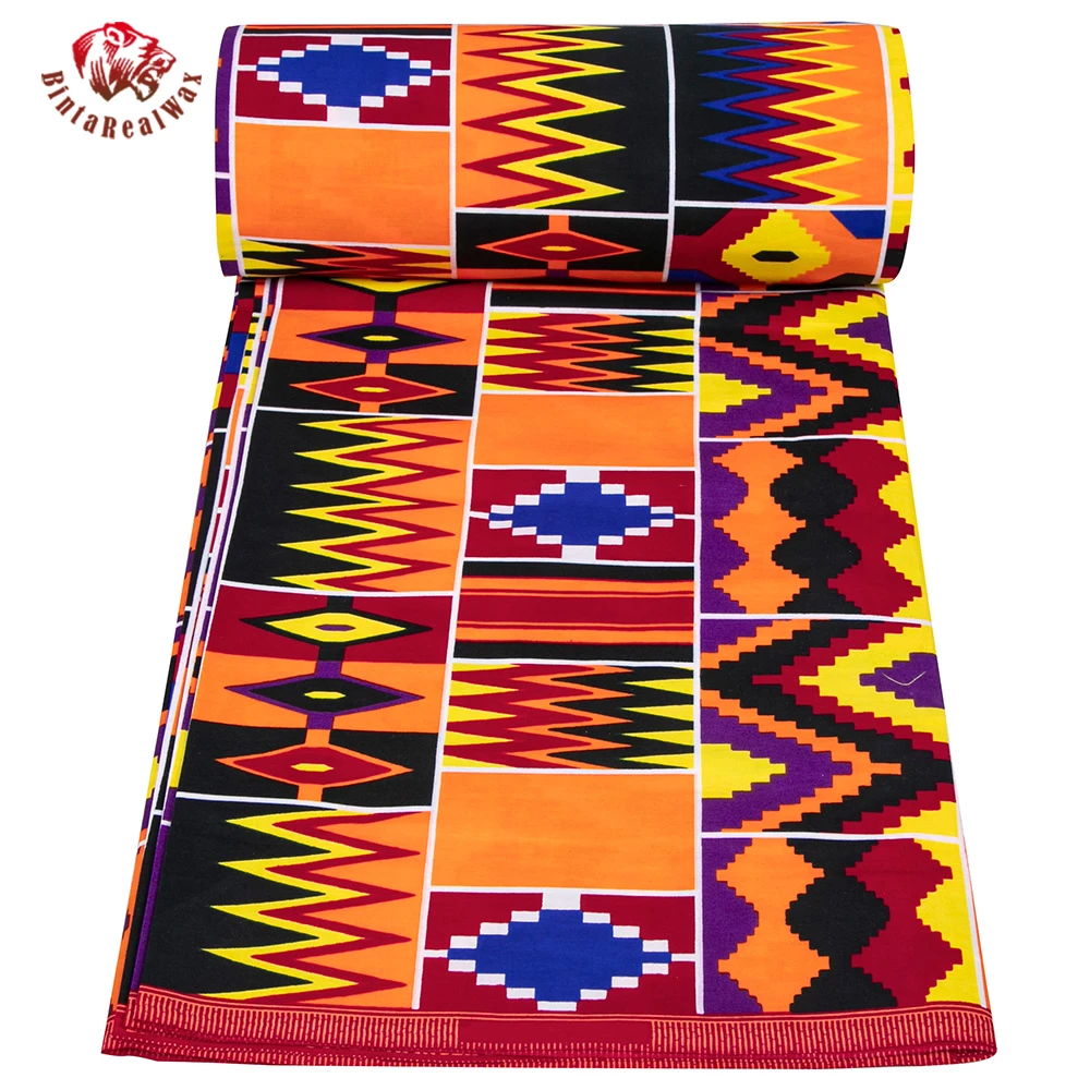 Bintarealwax nowa afryka tkanina bawełniana Kente Ankara sukienki moda nigeryjska tkaniny batikowe 3/6 jardów/partia materiał 24FS1053