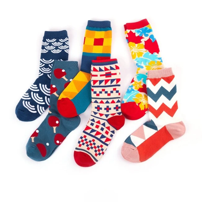 1 par de meias de comprimento médio masculinas e femininas meias térmicas com estampa de algodão grosso meias de inverno para meninas meias de alta qualidade