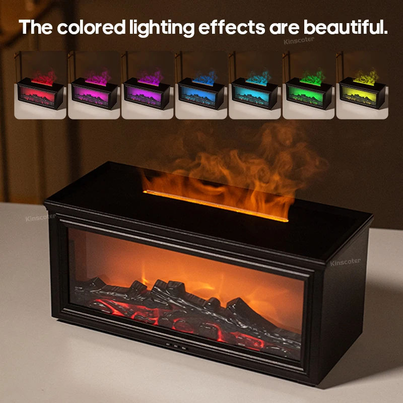 Simulated Fireplace Flames Aroma Diffuser Aromatherapy Ultrasonic Air Humidifier Sprayer Remote Controls/Essential Oil Set image 5