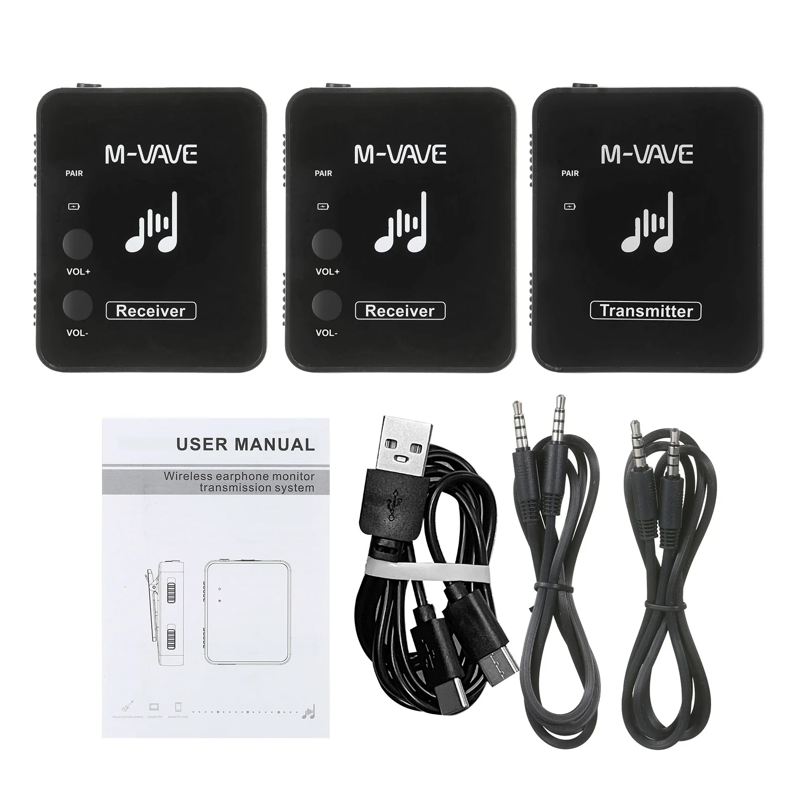 M-VAVE WP-10 2.4GHz Wireless Ear Back Receiver Rechargeable Receiver of Wireless Earphone Monitor Transmission System