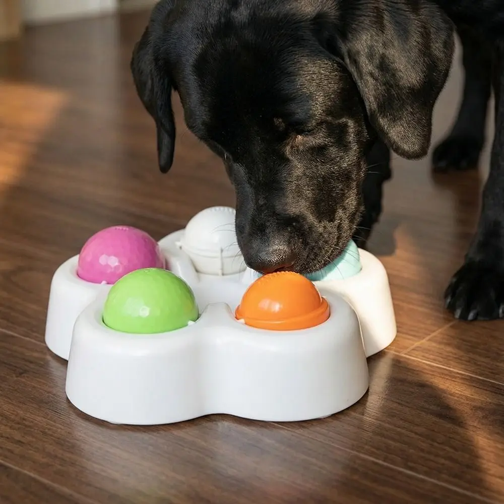 Dispensador Giratorio de Golosinas para Mascotas con Base Estable, Tazón Interactivo para Esconder Comida para Perros, Dispensador Lento Inteligente de Plástico en Colores Vibrantes