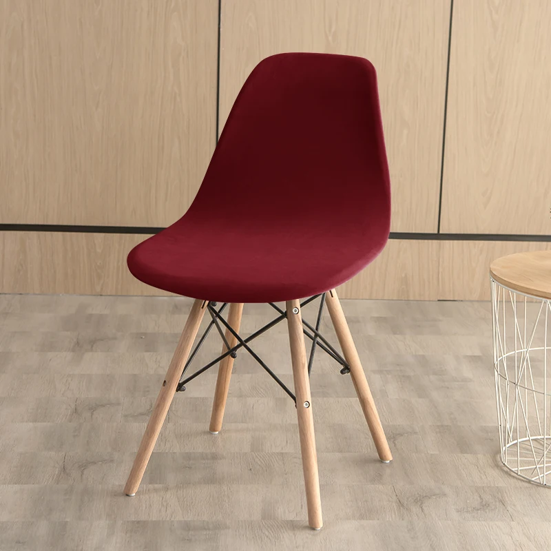 1PC Velvet Shell Chair Cover Stretch Spandex Armless Chair Covers Solid Color Elastic Dining Seat Case Wedding Hotel Banquet