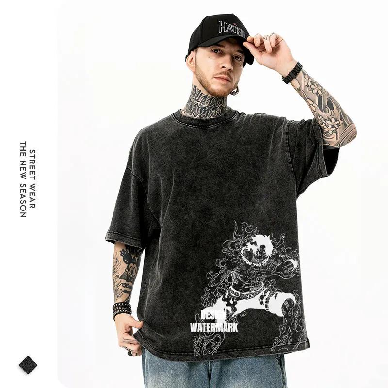 بانداي أنيمي المروحية خمر غسلها س واحد قطعة تي شيرت مانغا ريترو زورو سانجي روبن L-لوفي بروك القمم تيز رجل 100% القطن #4