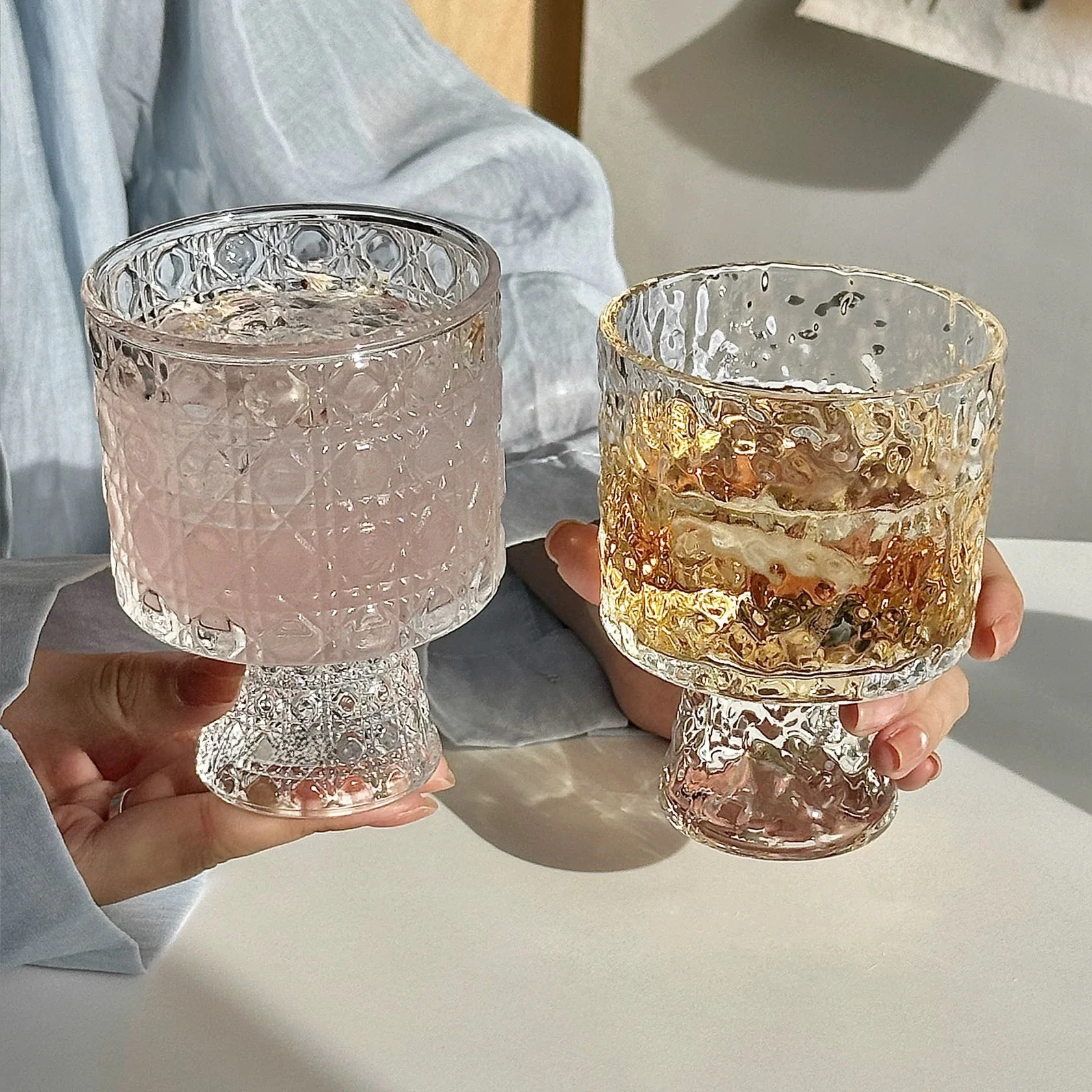 Vintage Ins Transparent Glass Coffee Cup American Style Concentrated Ice Latte Aveda Cup Beverage Cup Nordic Style Pure Color