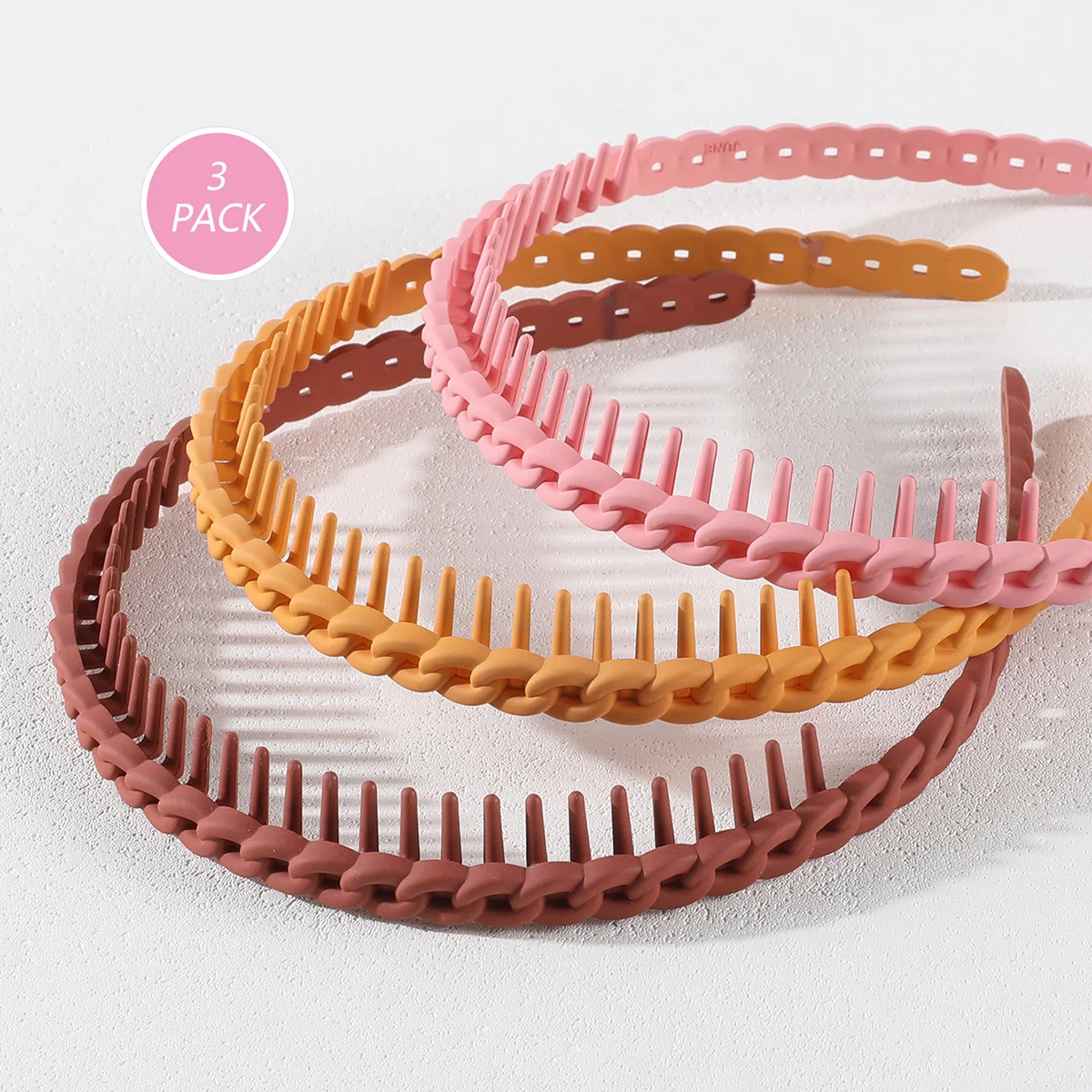 3Pcs Fashion Solid Color Plastic Hairbands For Women Toothed Wave Combs Non-slip Hair Bands Hair Accessories Girl Face Wash Head