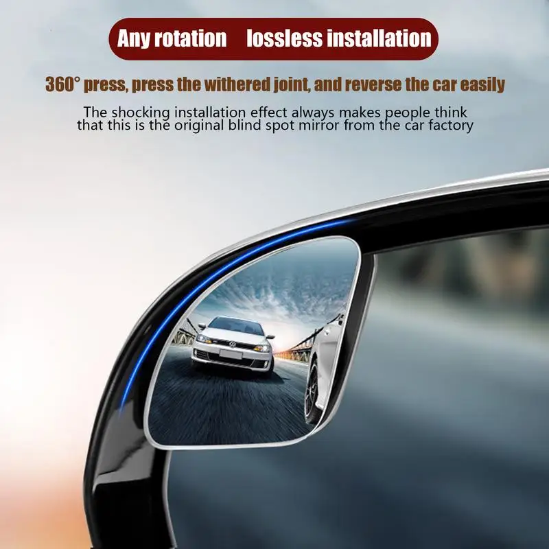 Blind Side Mirrors For The Car 2pcs Rearview Convex Side Mirrors Frameless Fan-Shaped Easy Installation Waterproof Blind Side