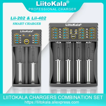 Liitokala Lii-202 Lii-402 1.2V 3.7V 3.2V 3.85V 18650 18350 26650 18490 AA AAA 14500 21700 بطارية ليثيوم ni-mh الشواحن الذكية