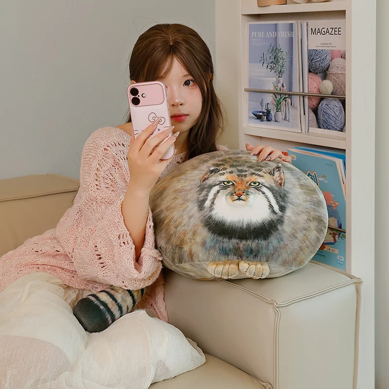 Simulation Pallas Cat Stuffed Plush Pillow Fluffy Wildlife Decompression Cushion Photography Prop Holiday Present