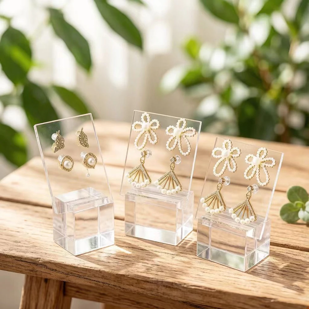 Transparent Acrylic Jewelry Groove Earring Display Stand Holder, Jewelry Card Storage, Earring Rack Organizer , Photography Prop