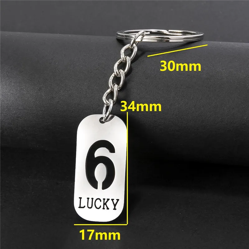 Punk Arabic Numerals Pendant Keyring Metal Stainless Steel Figure Keychains 0 1 2 3 4 5 6 7 8 9 Lucky Number Keyholder Jewelry