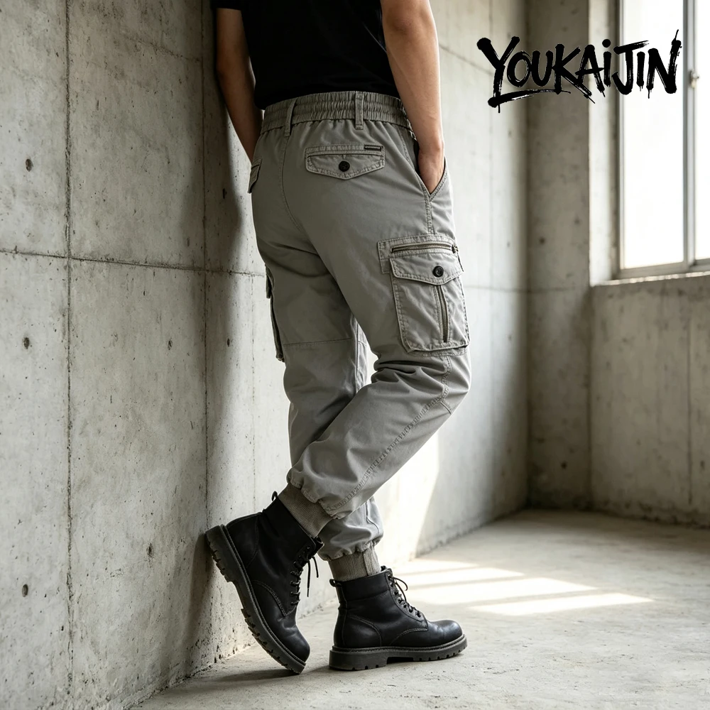Men Cotton Tactical Cargo Jogger Pants Multi Pockets Military Work Trousers Autumn Summer Casual Slim Fit Full Length Sweatpants