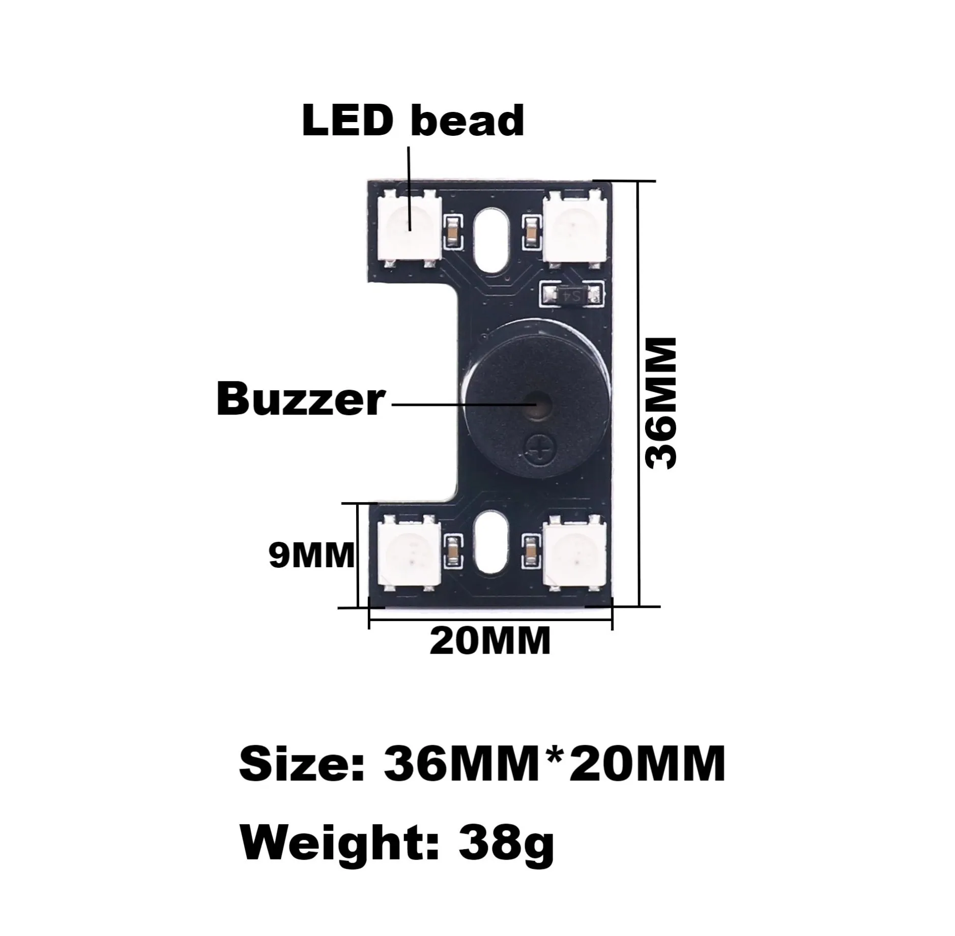 RCtoSky WS2812B LED met luide zoemer 4-assige quadcopter FPV-drones achterlicht 5V dubbele modi controle voor NAZE32 CC3D F3 F4 F7