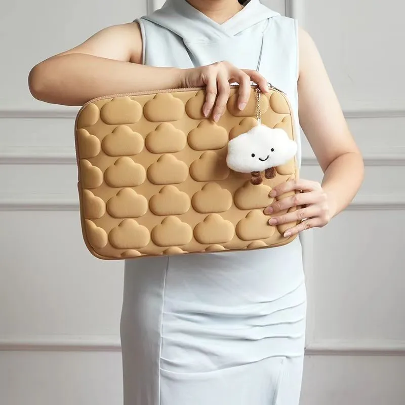 حافظة كمبيوتر محمول سحابة بلون سادة لجهاز ماك بوك اير برو 13 15 بوصة مقاومة للصدمات والأوساخ ذات سعة كبيرة حافظة للكمبيوتر المحمول #1