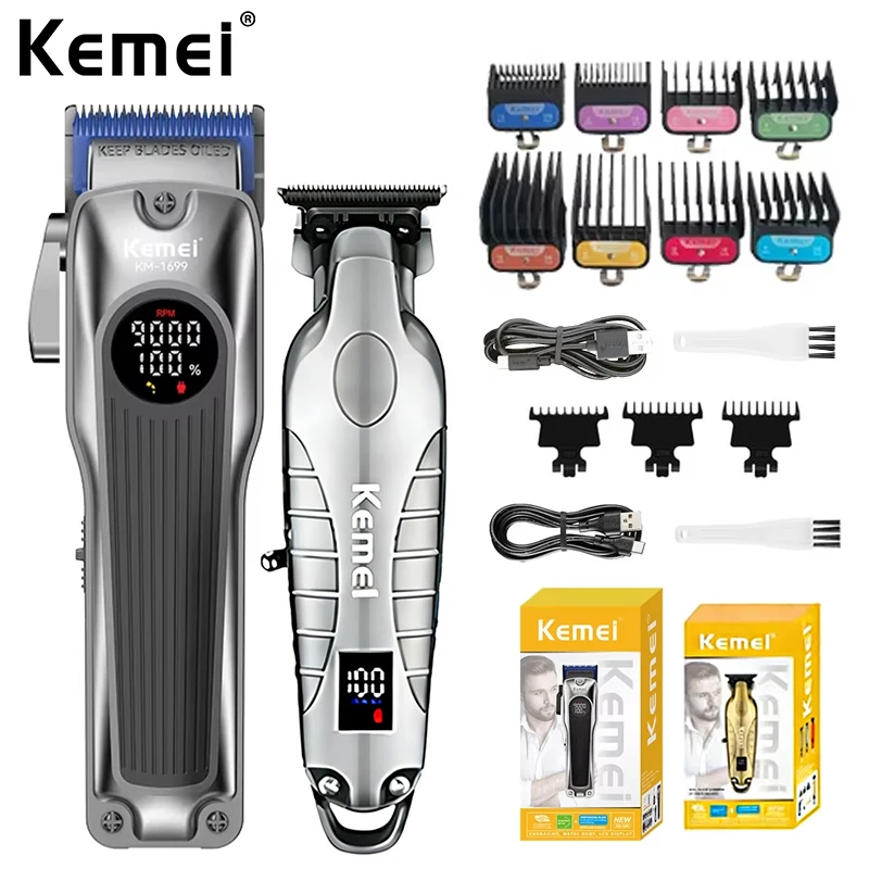 Kemei KM-1699 KM-2293 Professional Hair Clippers Kit Rechargeable Barber Cordless Hair Trimmer Electric Hair Cutting Machine