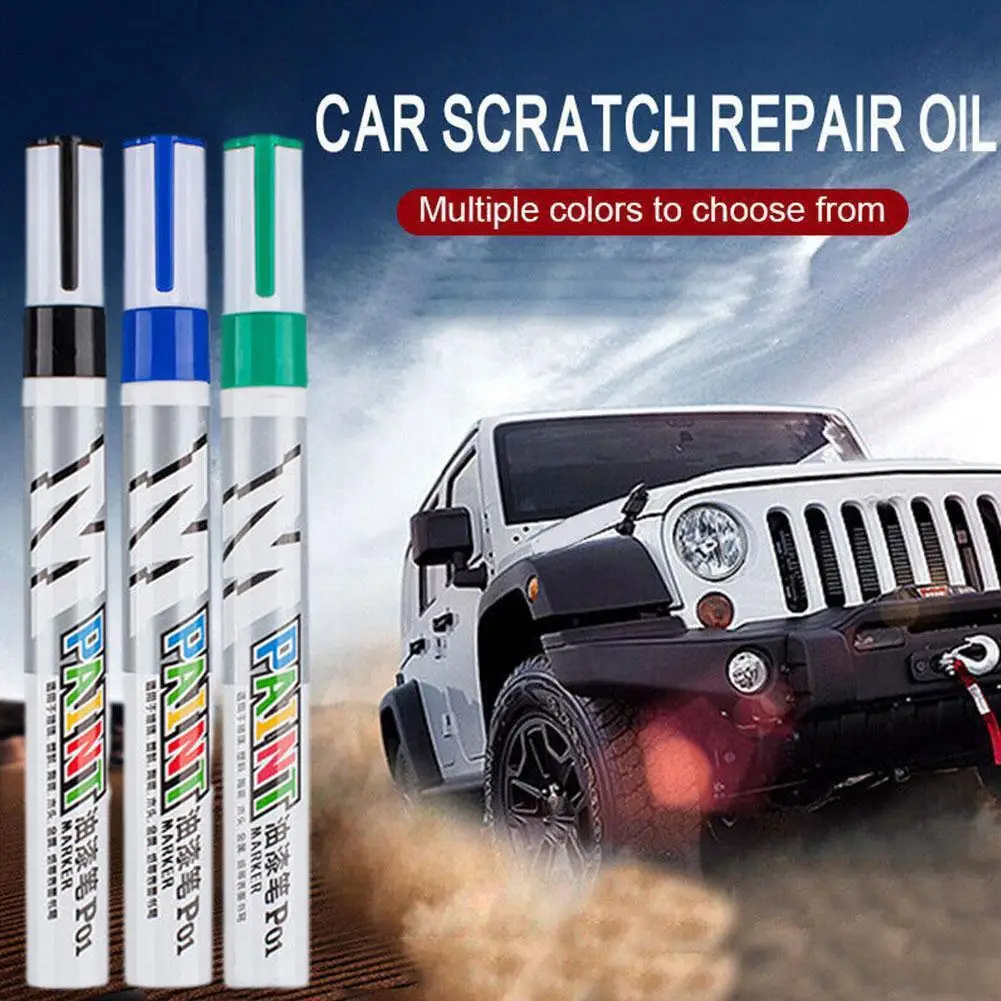 2.0mm Black Car Tire Touch Up Pen Oil-based Metal Marker Pen Scratch Repair Body Door Paint Clear Coat Car Wash Styling Repair