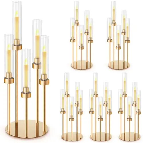 10 Sets 5Arms Floor Candelabra Wedding Centerpieces,Gold 33.4