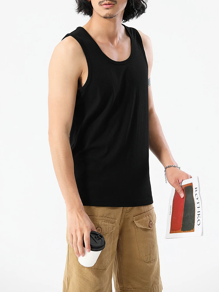 

Cotton Vest Men 2023 Summer New Solid Color Slim Fit Thick Thread Sleeveless Sports Fitness Vest Causal Bottoming Top Tees