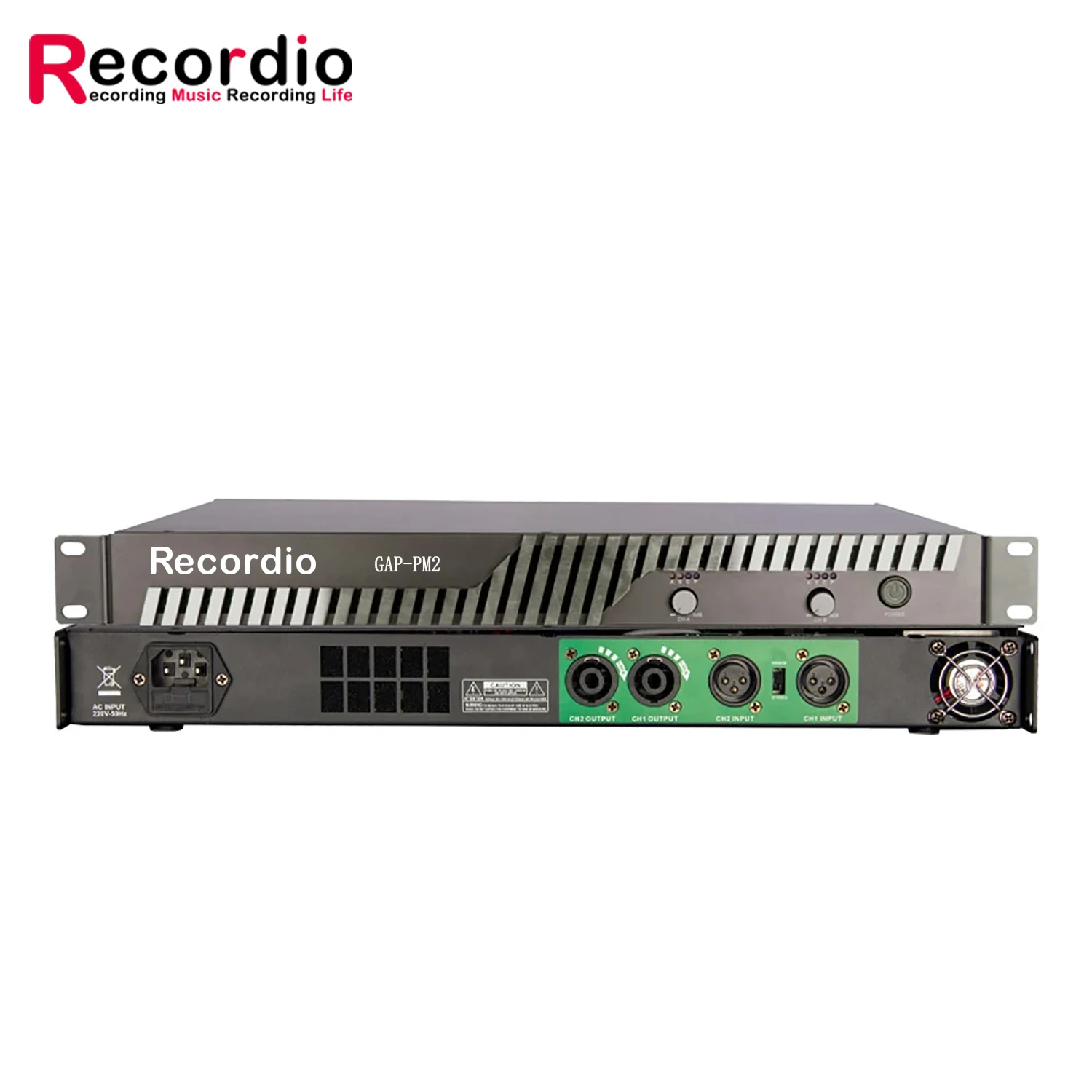 

GAP-PM2 Recordio 2024 New Design Professional 2-Channel 600 Watt Power Amplifier 1U for Stage Churches Schools