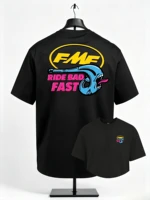 T-shirt de motocross FMF Ride Bad Fast pour homme, 100% coton, tee-shirt graphique de course de moto tout-terrain, décontracté, manches courtes, blanc, nouveau modèle 2026 1