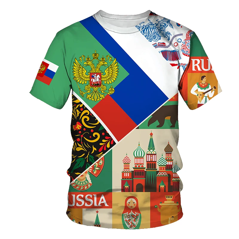 

2023 Russian Flag T Shirt Women Fashion Ussr Soviet 3D Print Clothing Kids Polyester Hip Hop Tops Crew Neck Summer Men's Tee