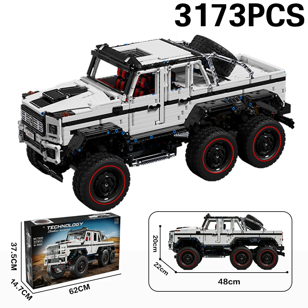 

Масштаб 1:8, 3713 шт., 6x6, внедорожник, статический белый комплект, технический пикап, автомобильные строительные блоки, автомобиль для мальчиков и взрослых, MOC, подарок «сделай сам»