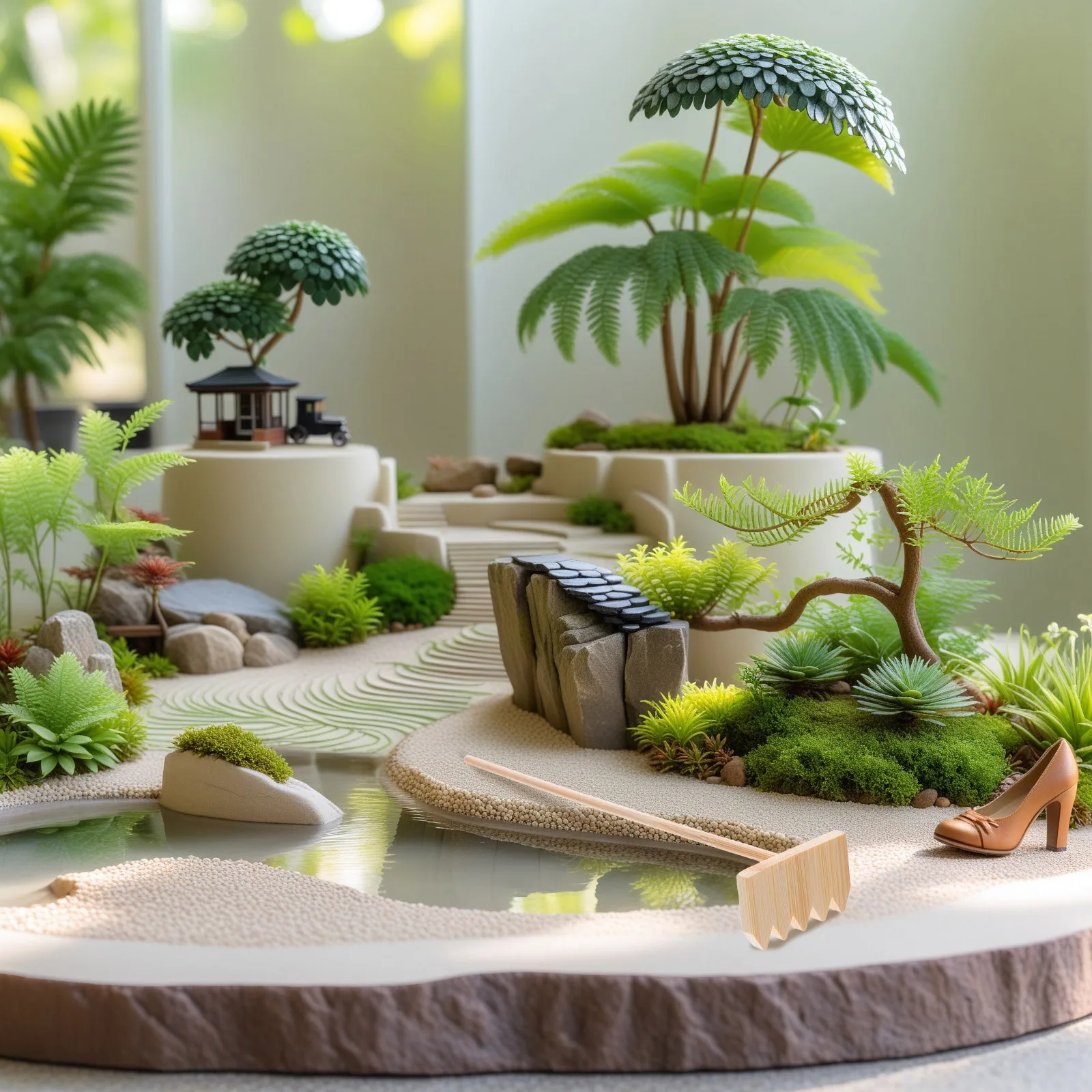 3 قطع من أدوات حديقة زن المصنوعة من الخيزران الصغيرة المحمولة خفيفة الوزن قلم رسم رمل للمنزل والمكتب وديكور المناظر الطبيعية الصغيرة