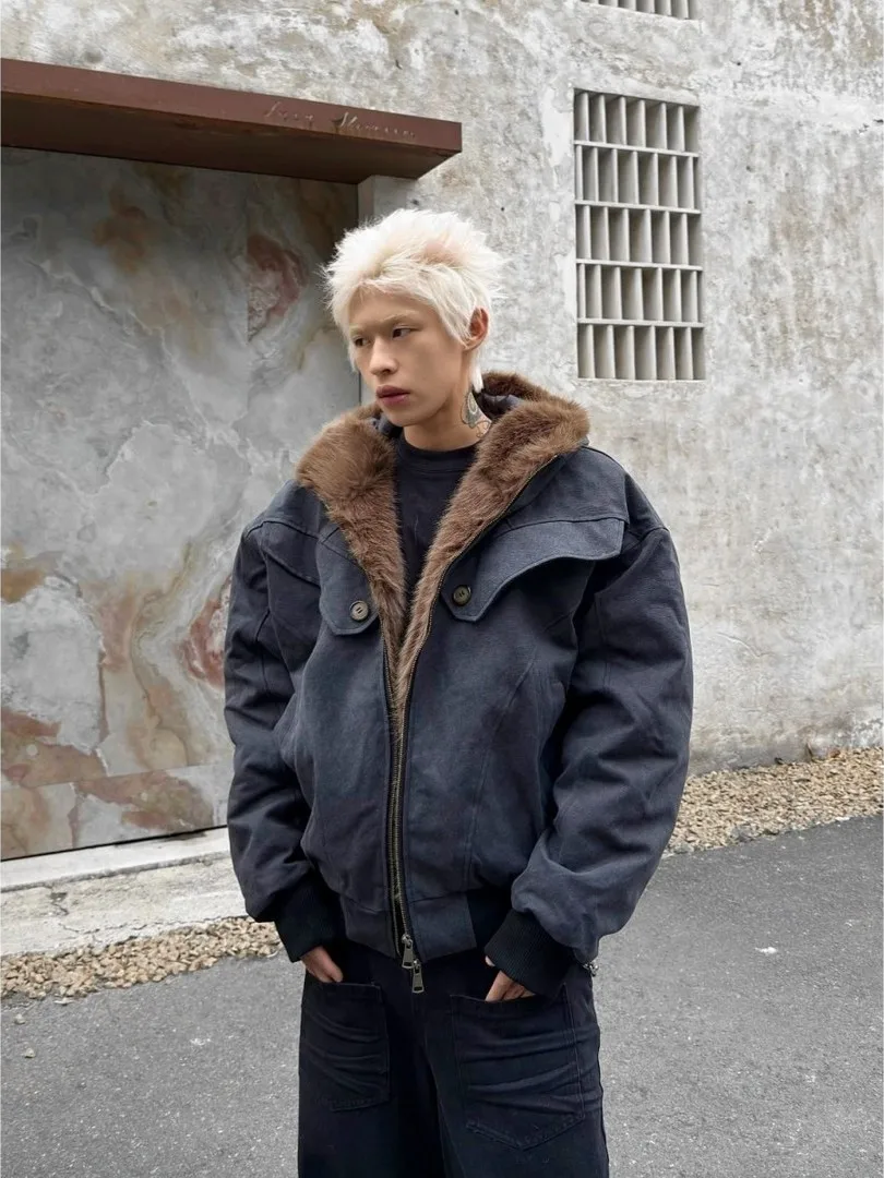 Large Size 300 Pou Casual Hip Hop Hooded Cotton Jaet American Sle Thiened Winter Coat for Teenagers Warm Cleanfit