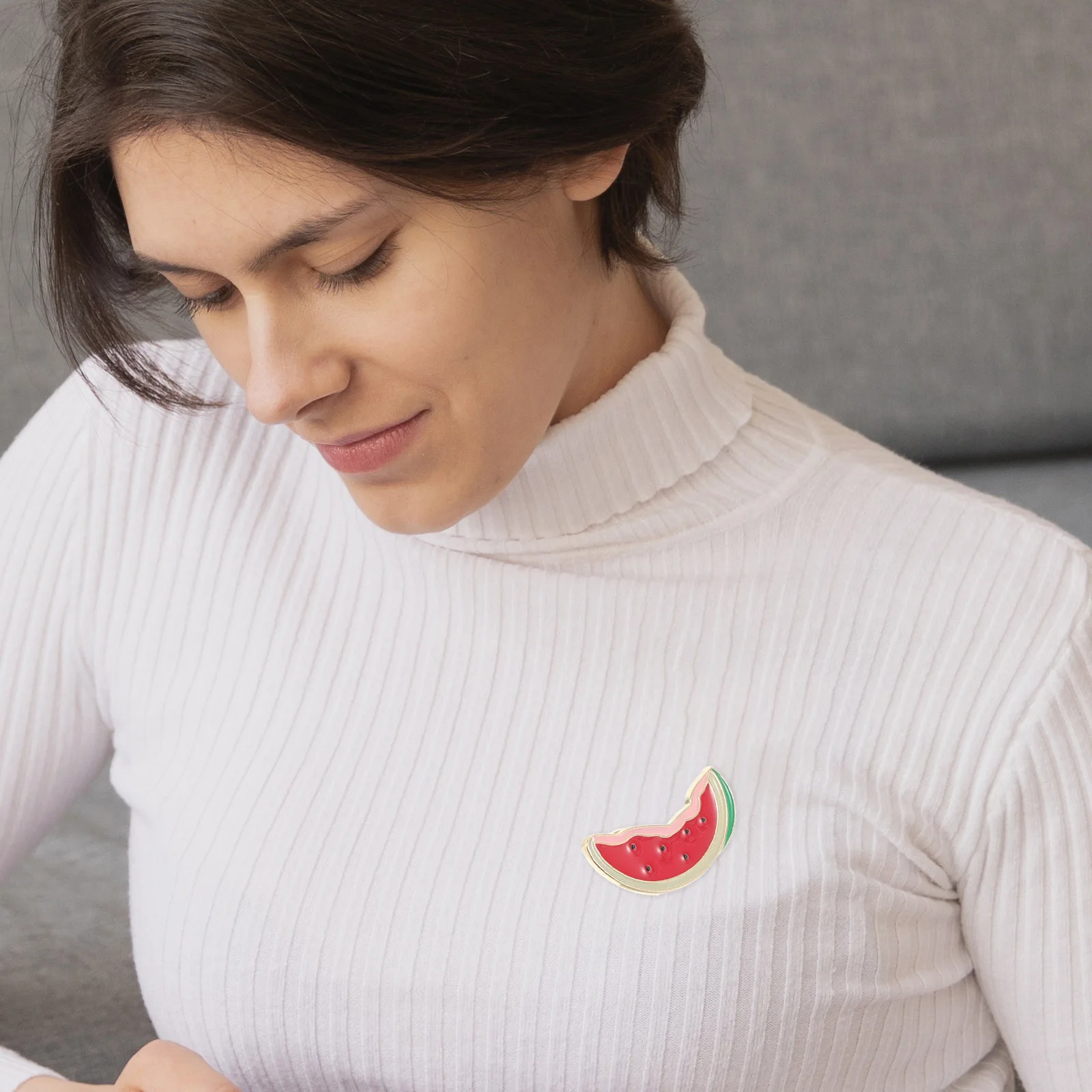 2 قطعة دبابيس الكرتون البطيخ غرامة صنعة سبائك الزنك دبابيس لملابس الصيف التلبيب سترة شال دبوس الزخرفية