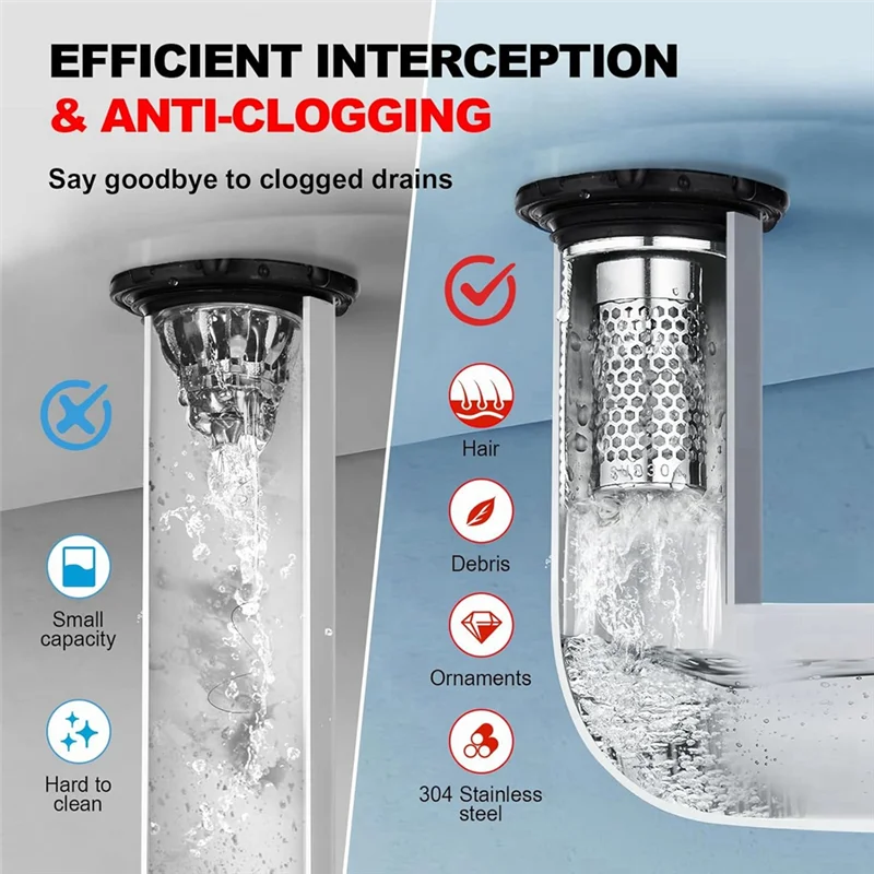 

AT44--Up Пробка для раковины в ванной комнате, сливной фильтр из нержавеющей стали с корзиной для улавливания волос