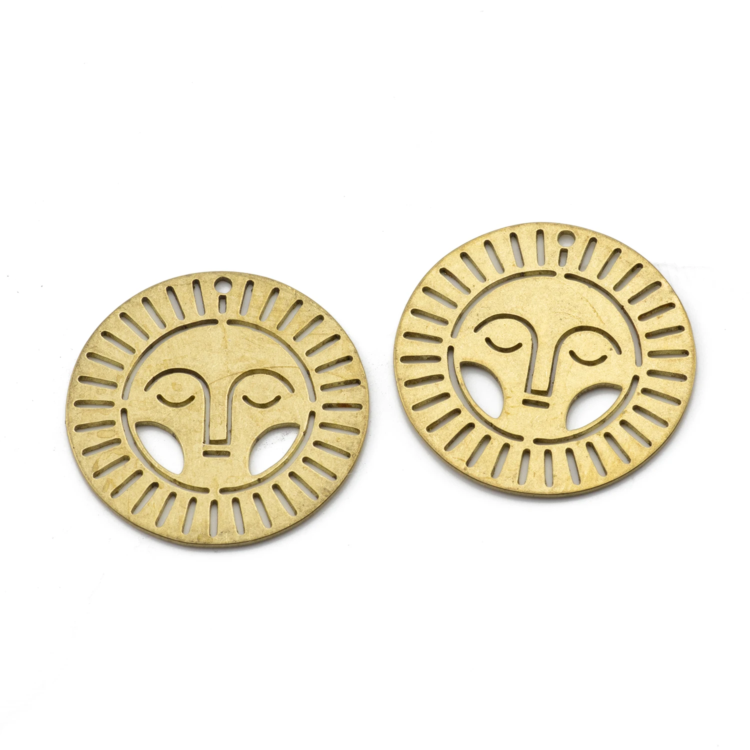 

5Pcs 22mm Raw Brass Sun Face Charms Laser Cut Pendant For Diy Whtch Bobo Earrings Necklace Jewelry Making