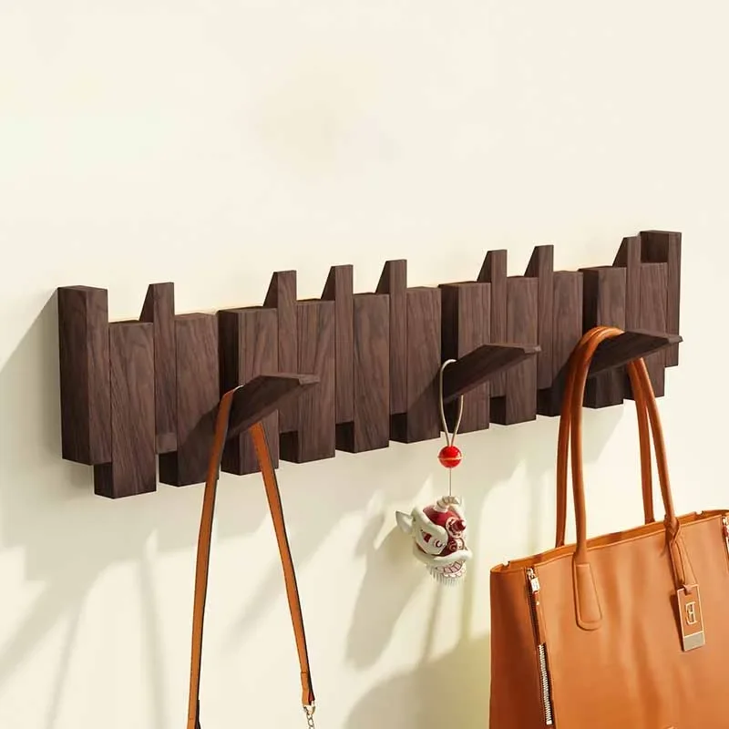 Solid Wood Wall Coat Rack Living Room Entrance Hall Clothes Organizer Hanger Hooks Hats Backpack Shawl Clothing Storage Hangers