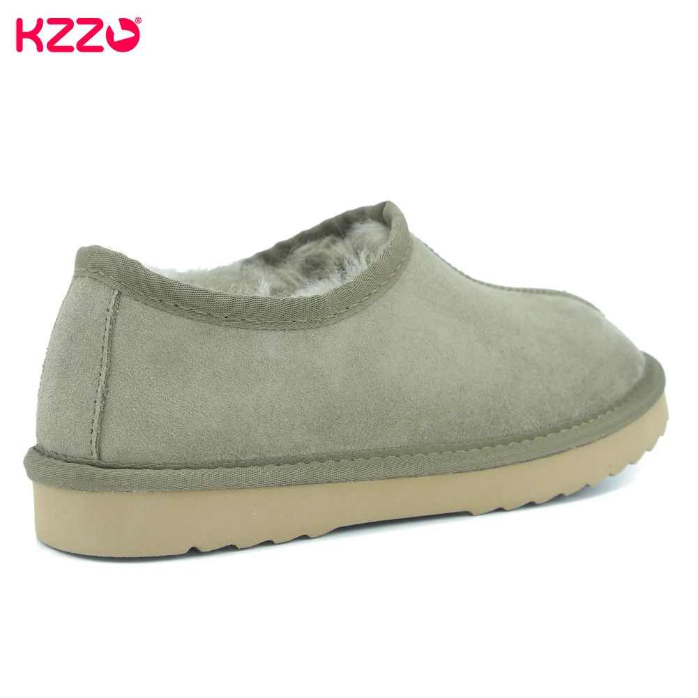 KZZO New Women Ultra Mini Winter Snow Boots Real Sheepskin Suede Leather Natural Wool Fur Lined Casual Shallow Ankle Warm Shoes