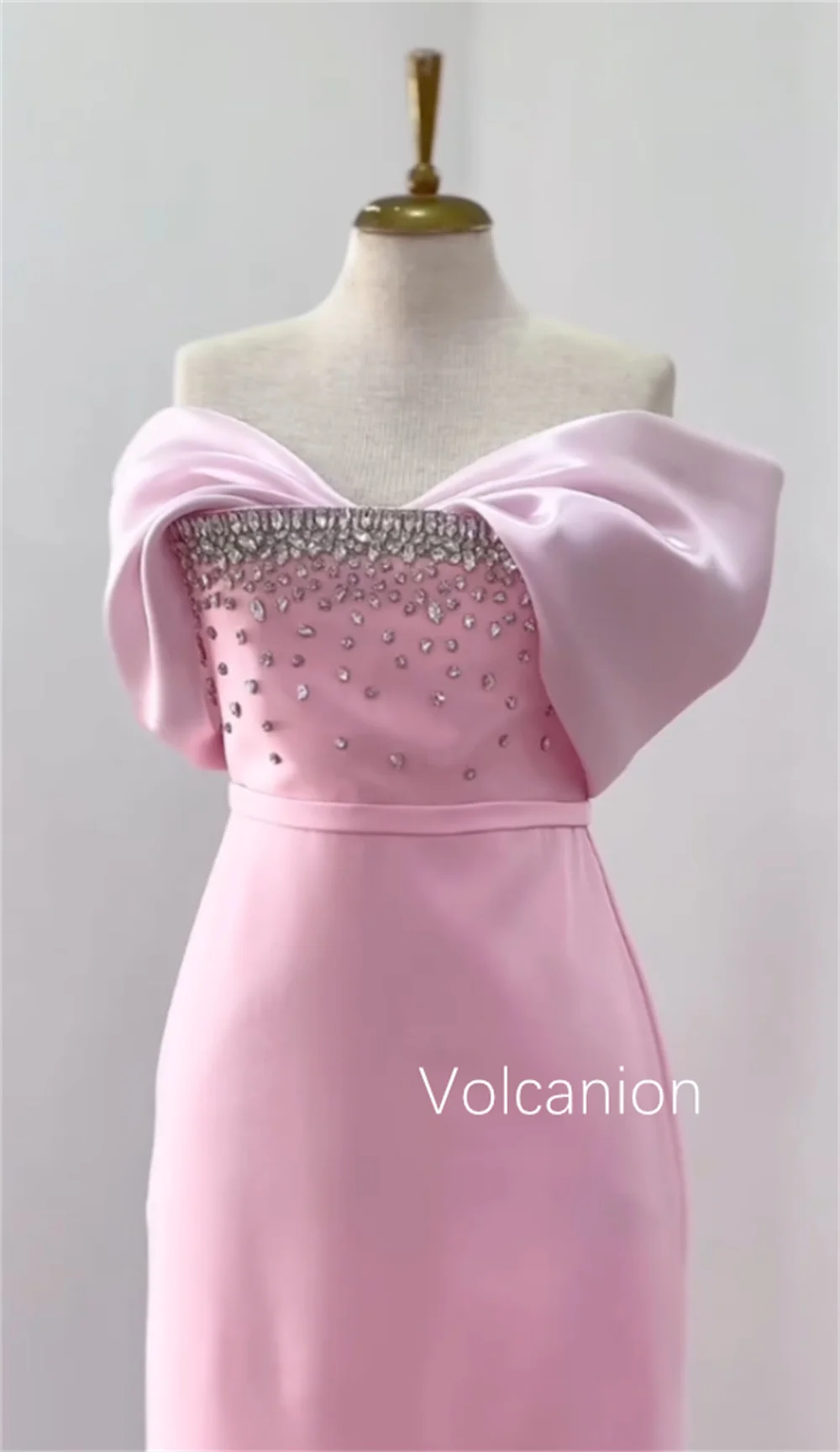 تخصيص جيرسي حجر الراين مستقيم خارج على الكتف فساتين متوسطة الطول مناسبة مخصصة مساء رسمي أنيق بسيط