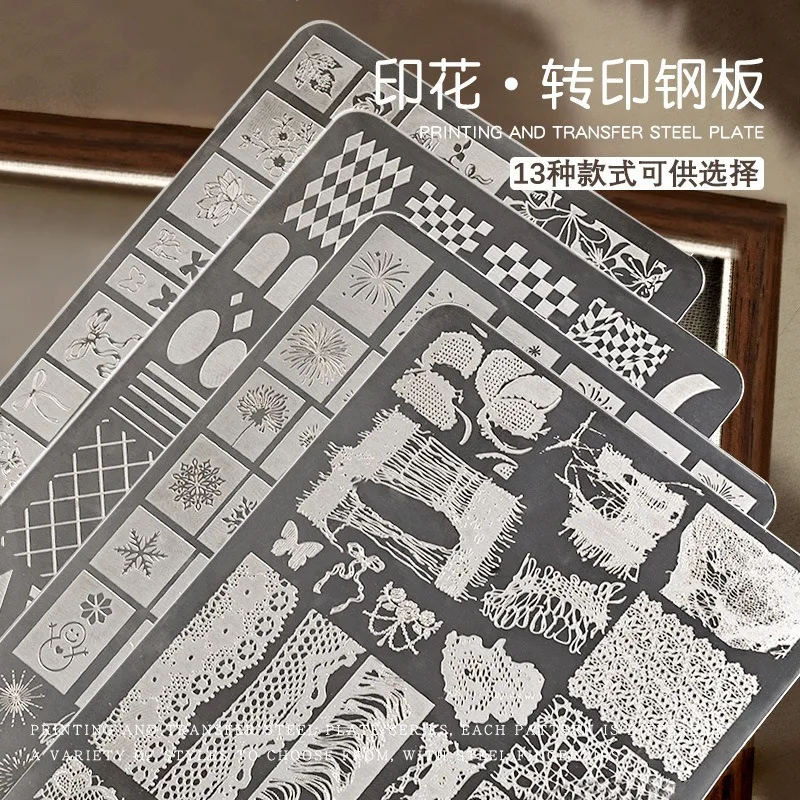 Nail Stamping Plates - Lace Butterfly Flower French Grid Leopard Print Firework Snake Year Patterns Templates