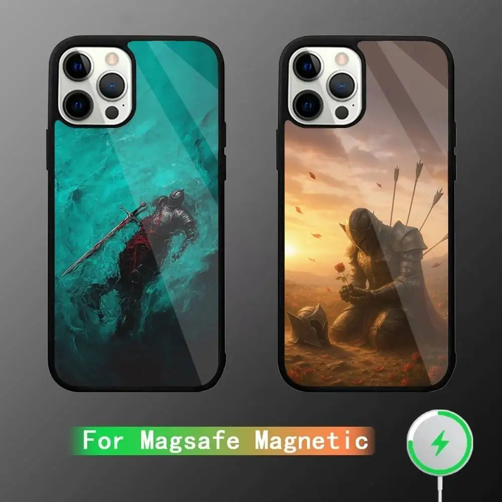 حافظة هاتف Knights Templar لهاتف iPhone 17,16,15,14,13,12,11,Pro,Max,Plus,Mini,SE4,E شحن لاسلكي Magsafe مغناطيسي