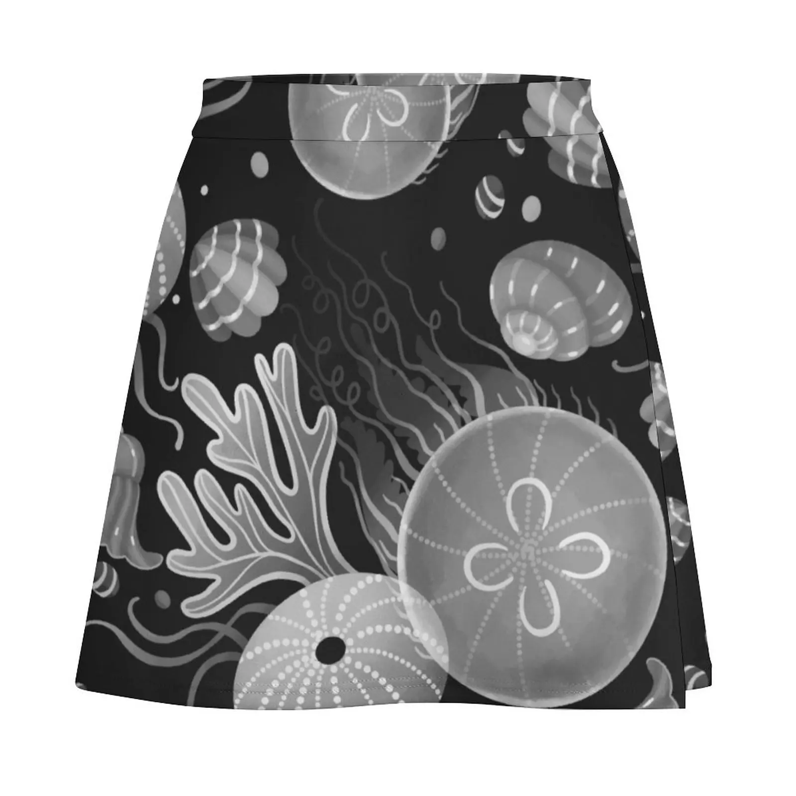 Ocean life - black and white Mini Skirt new in external clothes skirts for woman mini skirt for women