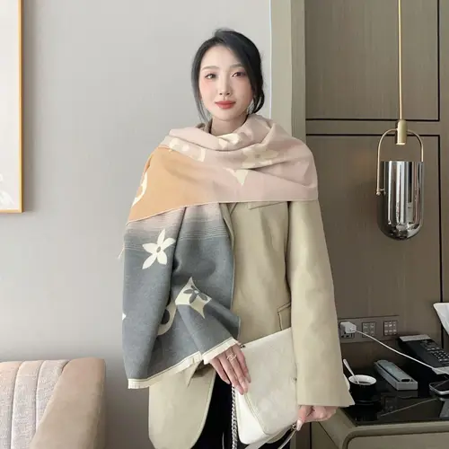 Imagen 2 del producto Bufanda elegante de diseño Jacquard para mujer, chal de Cachemira suave y cálido con flecos, manta a prueba de viento para otoño e invierno, novedad de 2026