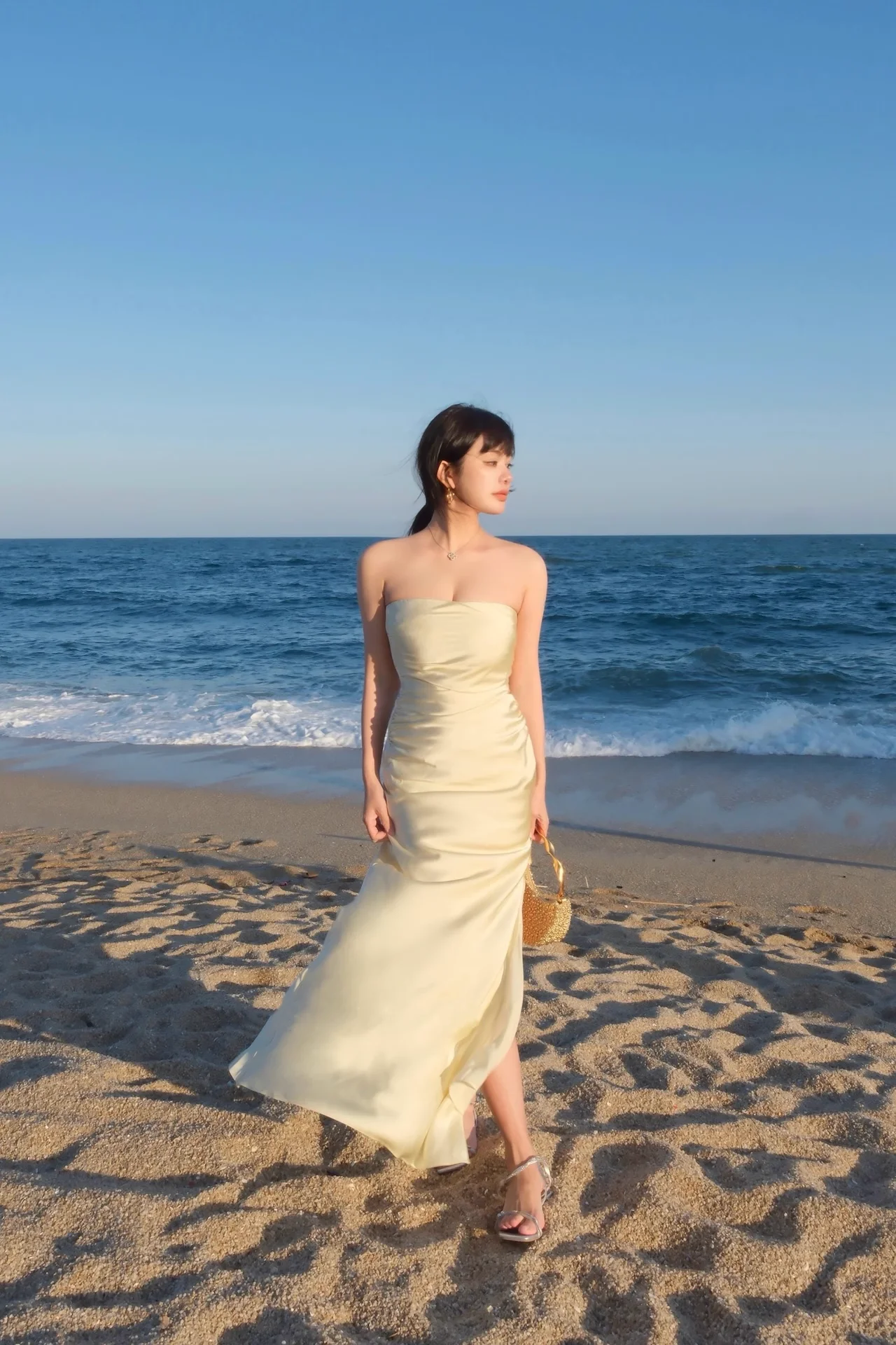 

2 Colors Ladies Party Long Dress 2025 New Strapless High Waist Split Elegant Robe