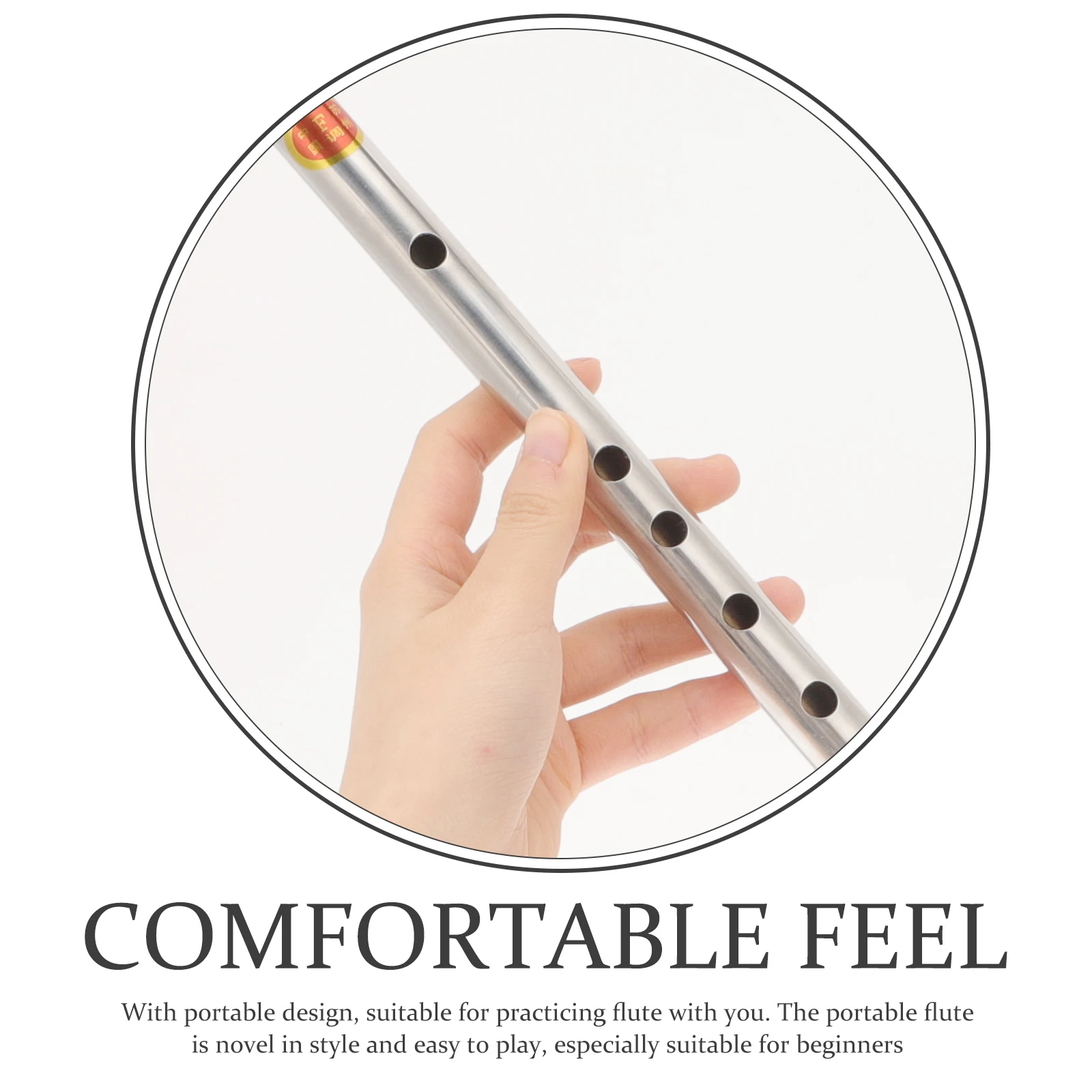 

1 set Stainless Steel Flute Kids Musical Instrument Dizi Chinese Toy Flute Metal Glossy Smooth Sound Lightweight Retro