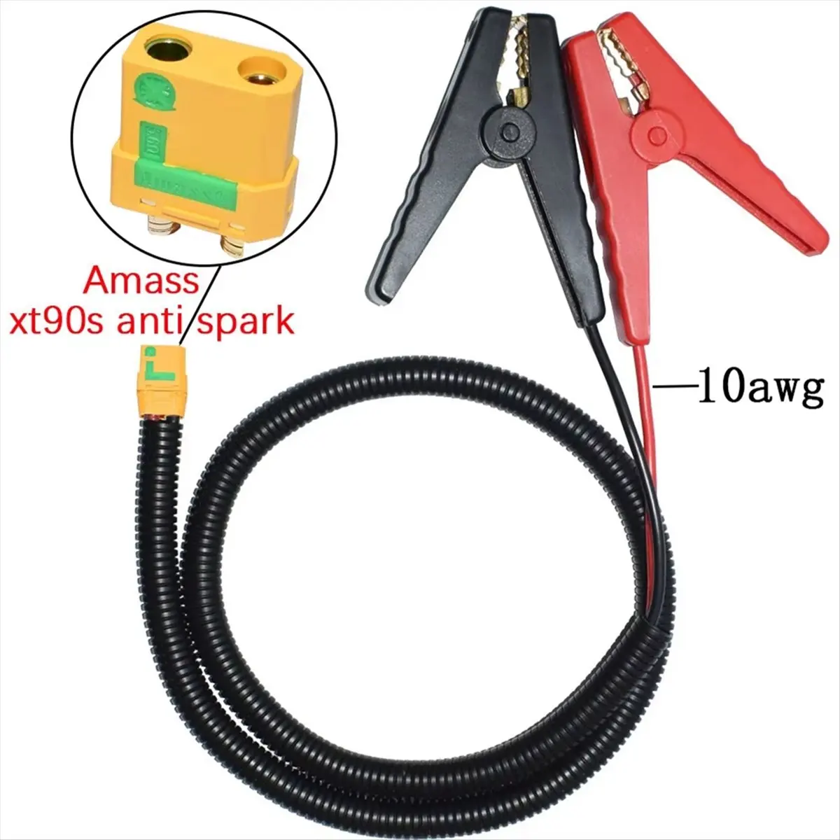 【~ New Y24A】For to XT90 Anti Spark Conncters Cable with DC 12V Battery Alligator Clips 10AWG Cable for Battery Charge 6.0FT