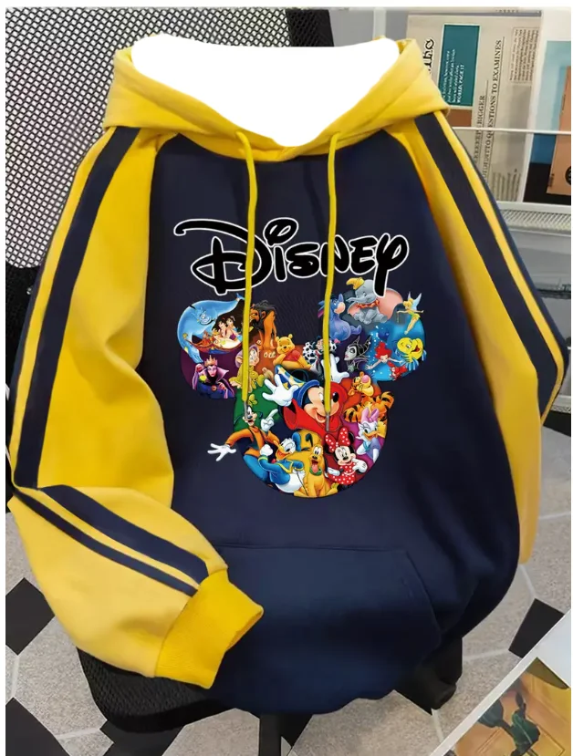 2025 Autumn/Winter Disney Classic Character Collection Color Contrasting Men and Women Hoodies Fashion Street Casual Retro Style