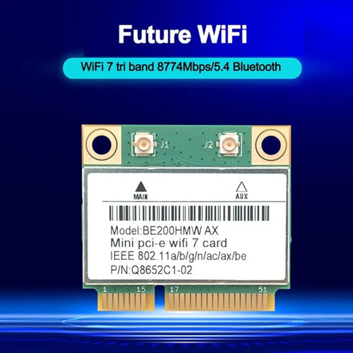 Super Sale WiFi 7 BE200 PCIE WiFi Adapter Bluetooth 5.4 Tri-Band 2.4G/5G/6GHz 8774Mbps Wireless Network Adapter with Antenna