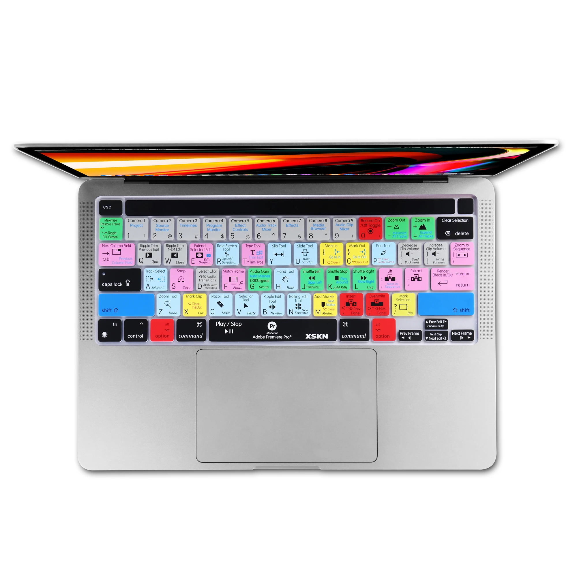 XSKN Premiere Pro Shortcuts Keyboard Cover Skin for 2020 New MacBook Pro 13.3 inch Touch Bar A2338M1 A2251 A2289 US Version