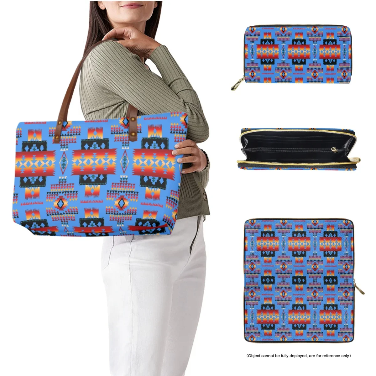 FORUDESIGNS Fashion Aztec Style Bag Portable Geometric Stitching Combination Wallet Handbag Fashion Bright Color Bag Woman