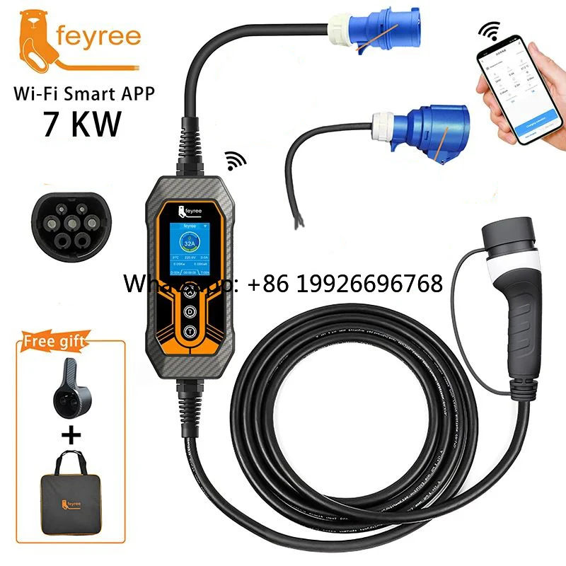 

Зарядное устройство для электромобилей Feyree 7 кВт, Тип 2, с Wi-Fi и управлением через приложение, 1 фаза, 32 А, с розеткой CEE 3-контактная, кабель для зарядки 32 А